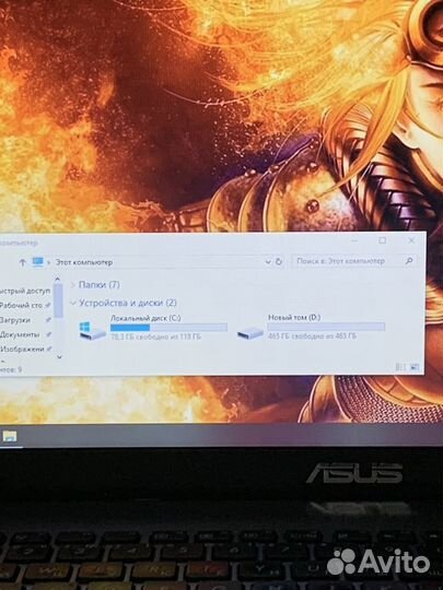 Тонкий игровой asus 8gb, nvidia 2gb, SSD+HDD