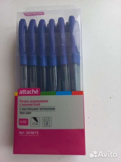Ручка шариковая attache trio grip