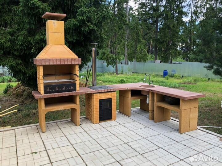Печь под казан для зоны барбекю