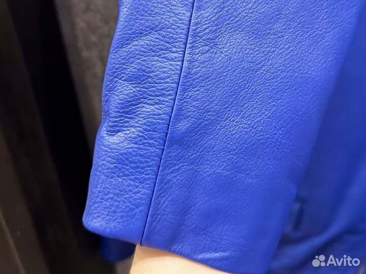 Косуха кожаная синяя, кожаная куртка