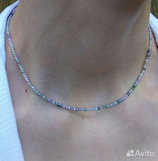 Колье Чокер с сердечком из цирконов