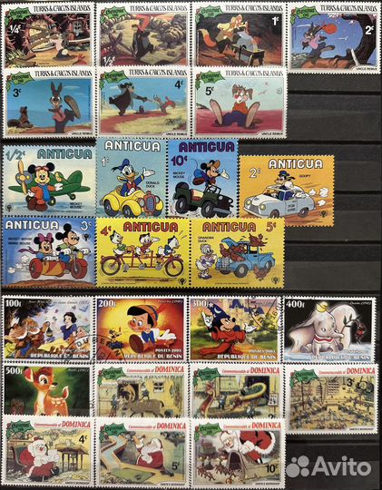 Почтовые марки мультики Дисней, Сказки