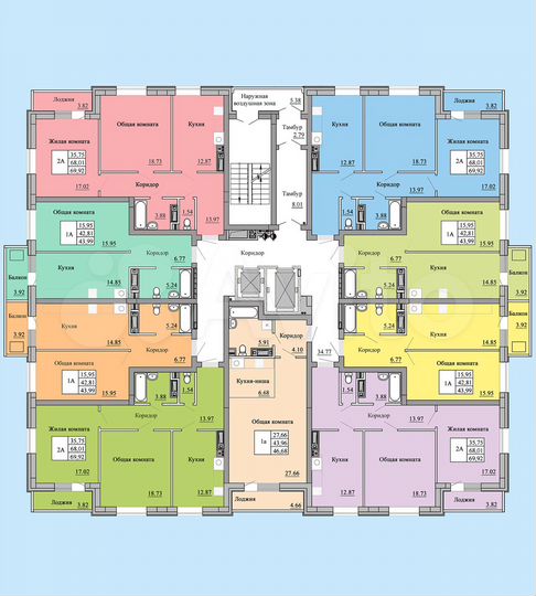 2-к. квартира, 69,9 м², 2/16 эт.