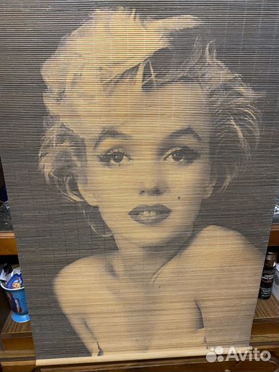 Панно Мерлин Монро времён СССР Бамбуковая соломка
