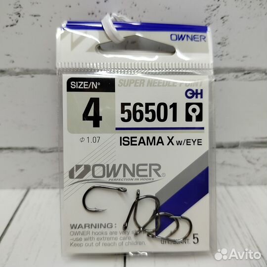 Owner Крючок 56501 iseаmа-X w/EYE №4-5уп-25шт