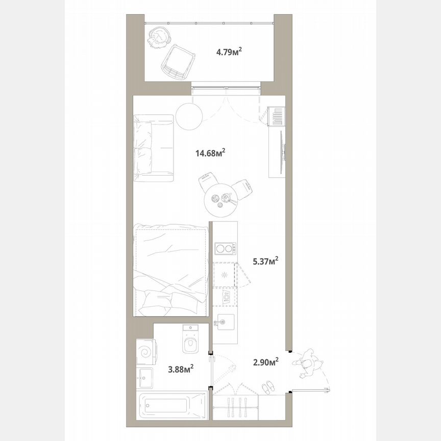Квартира-студия, 29,2 м², 9/12 эт.