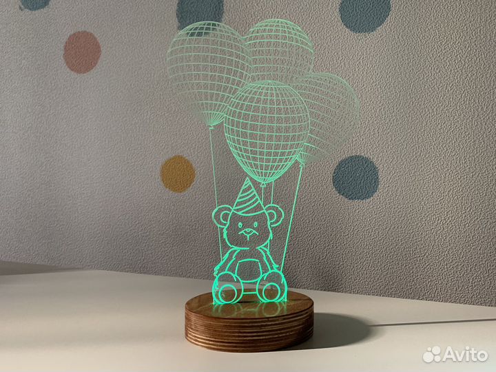 Ночник светильник мишка с шариками