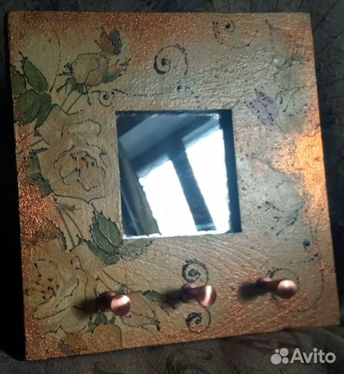 Зеркало ключница Hand made квадрат 26х26 см