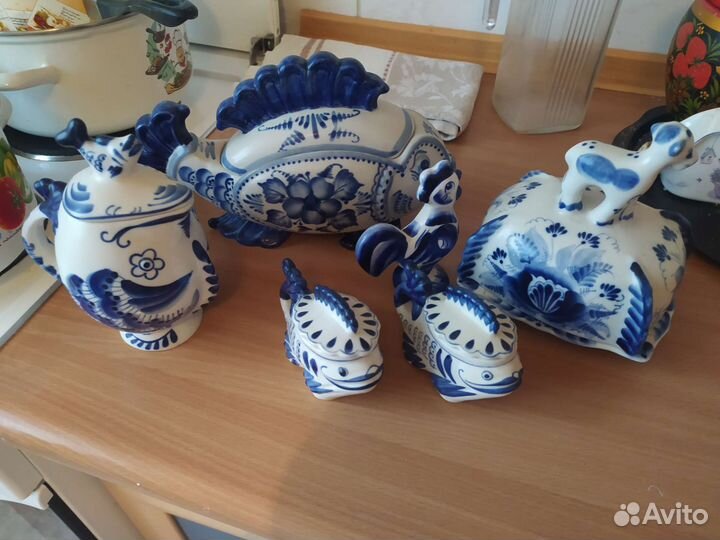 Коллекция посуды Гжель много авторской работы
