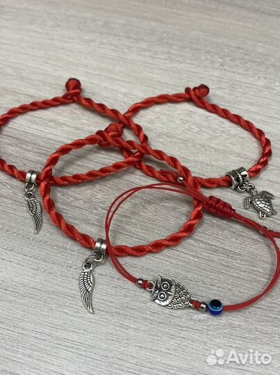 Браслеты, красные нити ручной работы