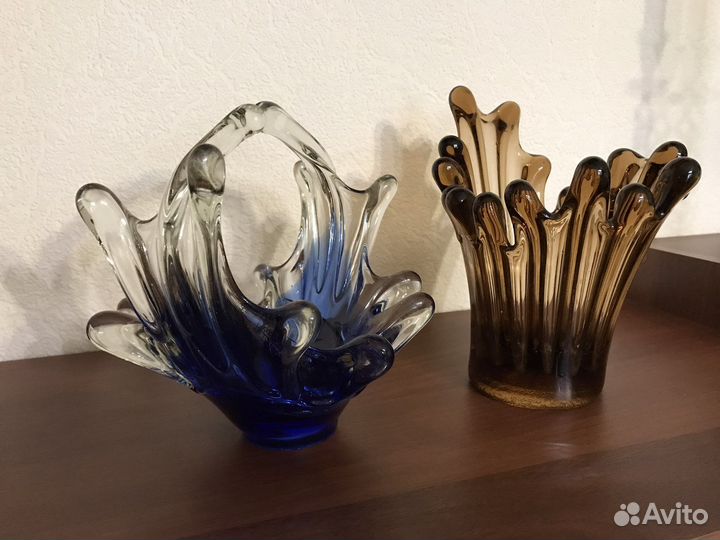 Вазы цветное стекло Чехия