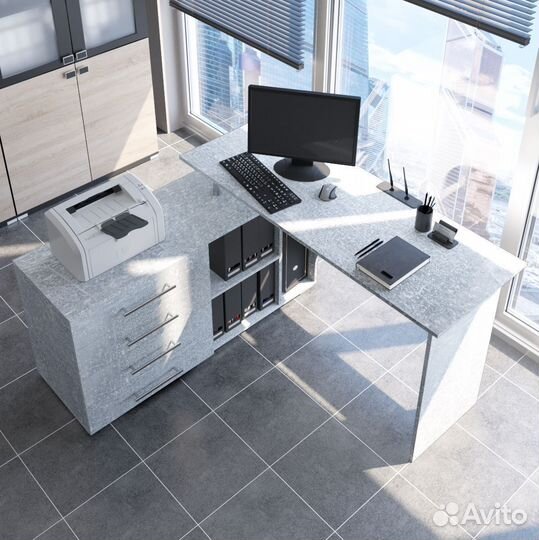 Стол компьютерный Алькор в цвете Бетон