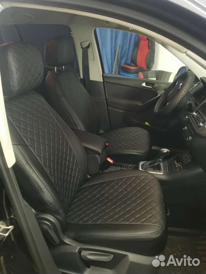 Авточехлы из экокожи ромб на Volkswagen Tiguan 1