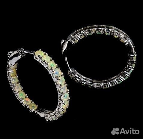 Серебряные серьги конго с опалами