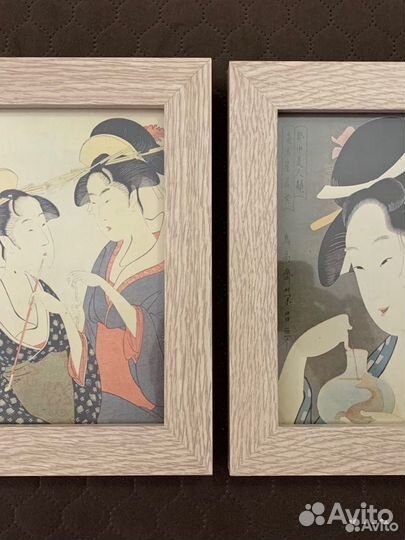 Репродукции японская цветная гравюра в рамке