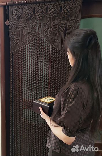 Штора макраме новая, цвет тёмный шоколад