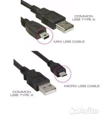 Кабель USB - mini/micro- USB. Новый. Чёрный