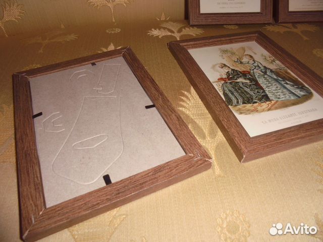 4 панно 12х17 Париж мода 19 век