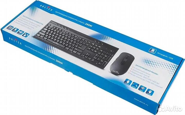 Комплект беспроводная клавиатура и мышь Oklick 280