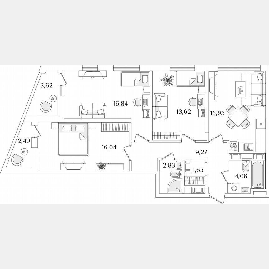 3-к. квартира, 83,3 м², 16/17 эт.