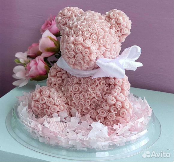 Мыло ручной работы. Мишка из роз