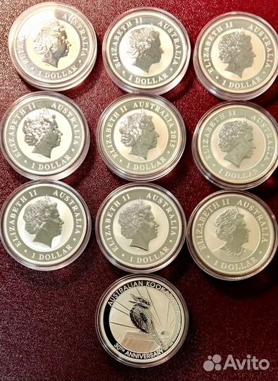 Монеты серебро, Кукабара Австралия, с 2011-20г