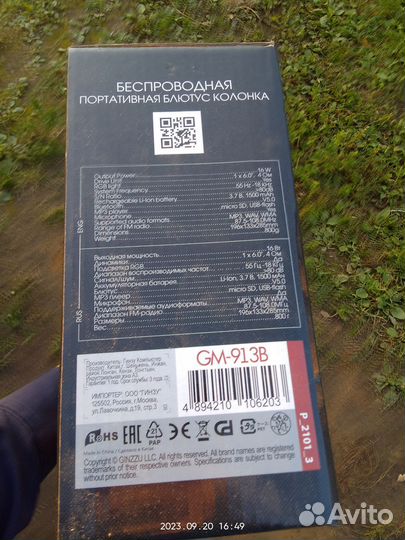 Bluetooth колонка ginzzu