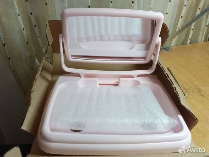 Зеркало настольное косметическое розовое