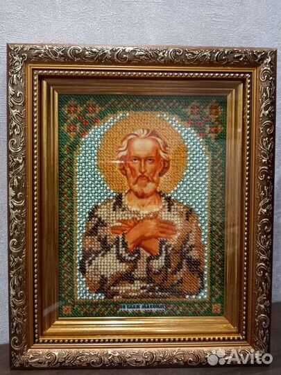 Икона вышитая бисером. Святой мученик Максим