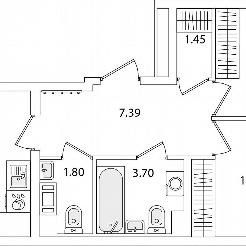 2-к. квартира, 56,9 м², 5/9 эт.