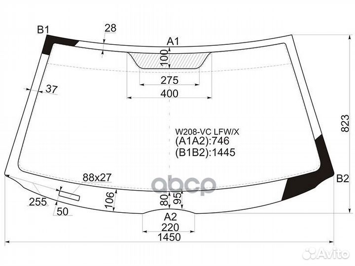 Стекло лобовое mercedes-benz CLK-class C208 2D