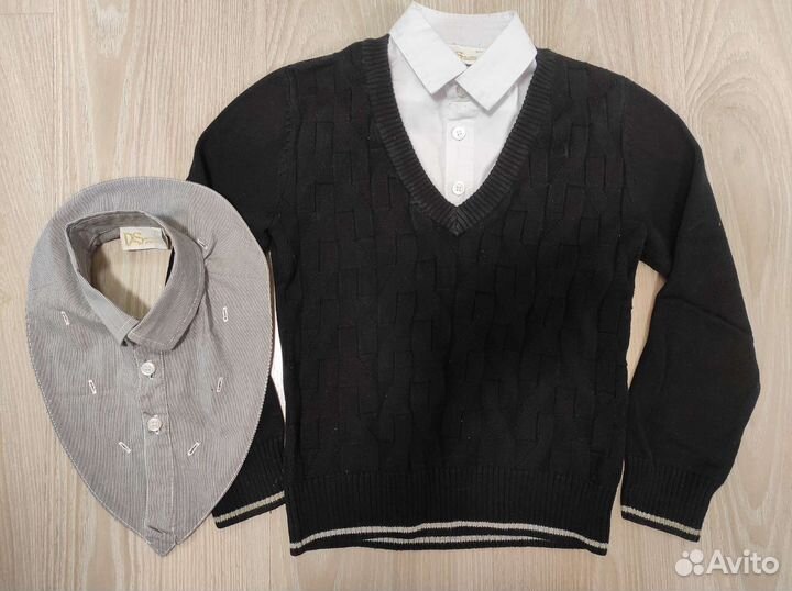 Джемпер обманка со съемными воротниками