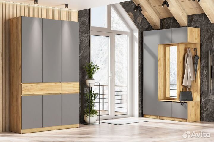 Прихожая Авиньон Дуб крафт золотой крафт серый