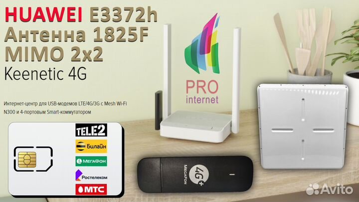 Роутер keenetic 4G huawei E3372 1825F mimo