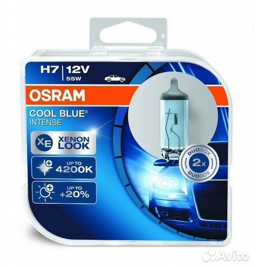 Галогенные лампы Osram H7 12v 55w Cool Blue Intens