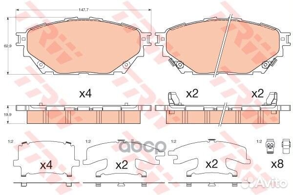 Колодки передние mitsubishi canter, fuso GDB361
