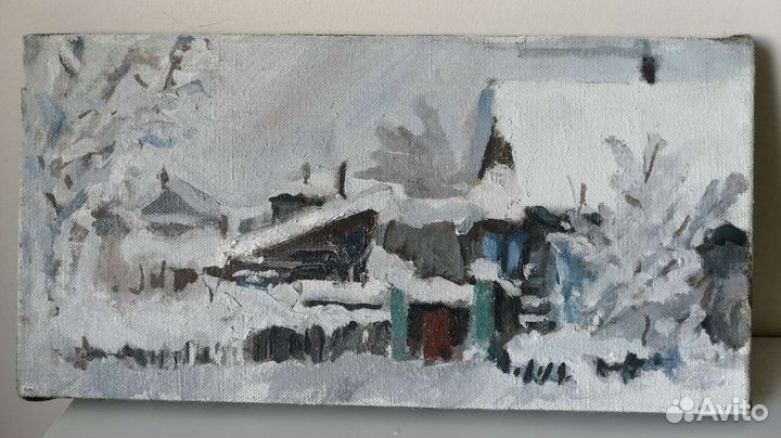 Картина маслом на холсте деревенский пейзаж