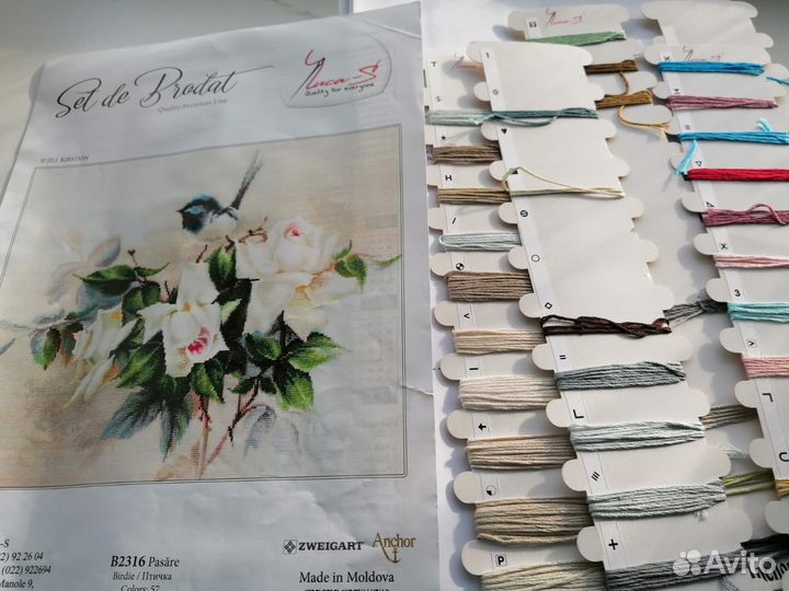 Схемы и остатки ниток от вышивки крестом, нитки