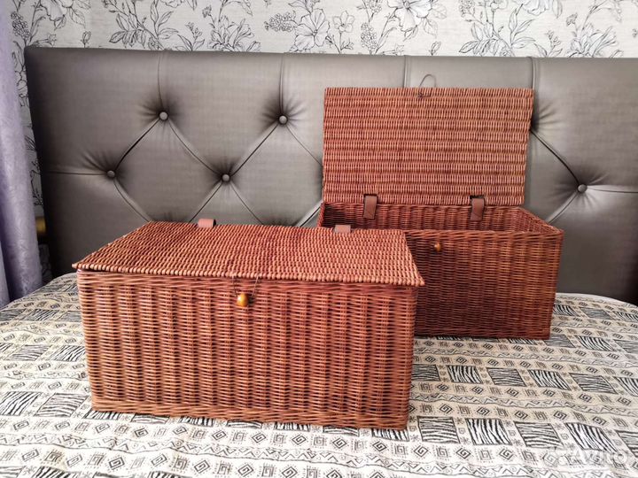 Корзина/короб плетеная из бумажной лозы