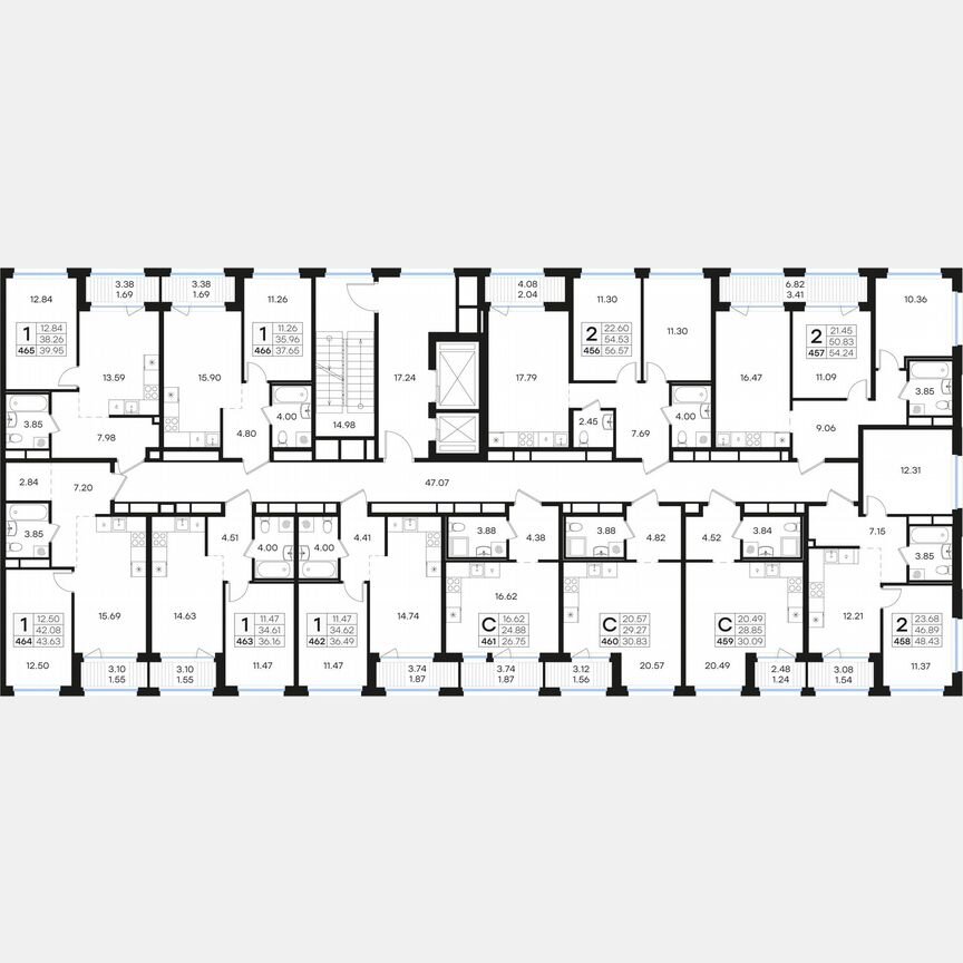 2-к. квартира, 54,2 м², 13/15 эт.
