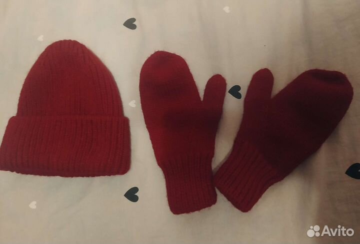 Шапка, шарф и варежки зимние, комплект