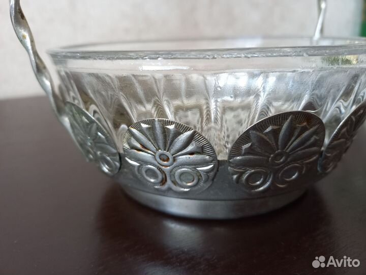 Редкие конфетницы мельхиор, хрусталь