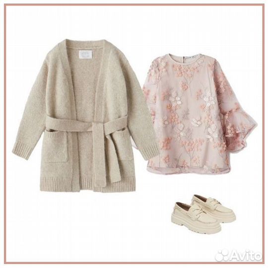 Вязаный жакет с поясом zara для девочки 8 128