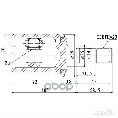 Шрус внутренний зад лев Z87922R Zikmar