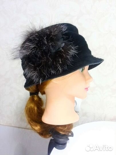 Шляпка женская замшевая