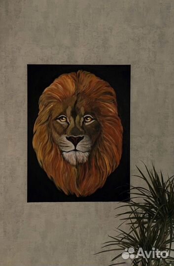 Картина акрилом на холсте, Лев, анималистика
