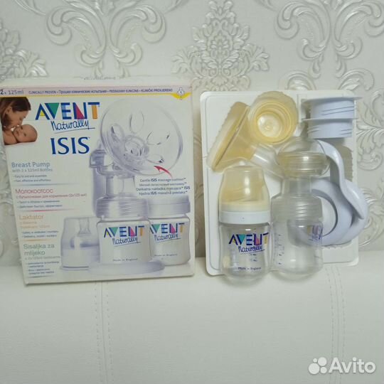 Молокоотсос ручной с 2 бутылочками avent