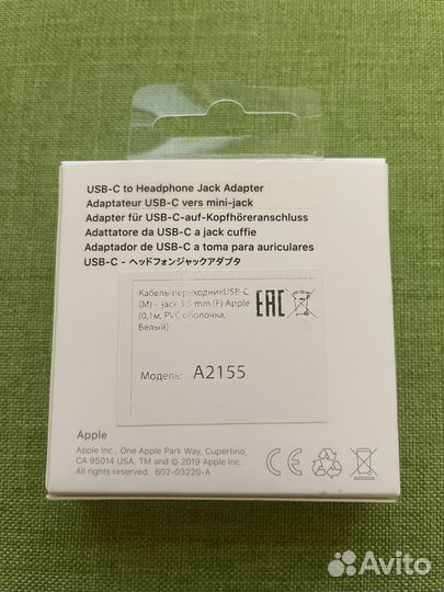 Переходник apple usb type-c-3.5 mm jack, белый