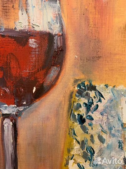 Бокал и сыр. Масло на спец бумаге