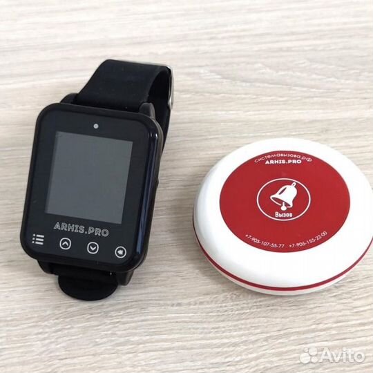 Кнопка вызова официанта и часы пейджер Элит